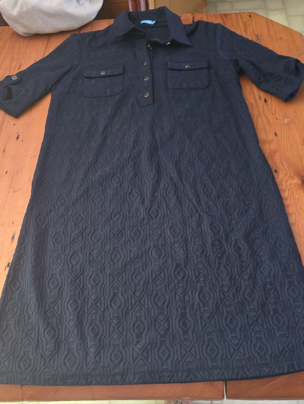 J. McLaughlin Navy Quilted Midi Shirt Dress Sz M